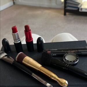 Makeup brushes.foundation..concealer..lip pencils..mac&nars..2 mac lips.. shadow